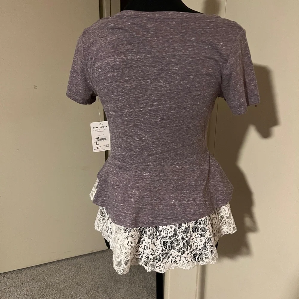 Free People Purple Tulip Lace Tee S/P